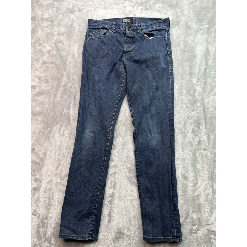 William Rast Mens Sz 30x32 Blue Jeans Tapered Dark Button Fly Street Guys Pants